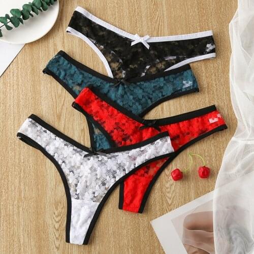 French Sexy Thong Pants Summer New Fashion Panties Low Waist Seamless G-String Female Ice Silk Underpants Sexy Lace Panties