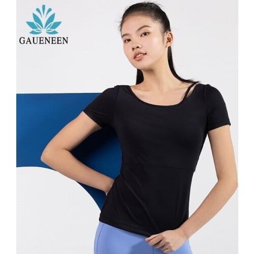 GAUENEEN Women Professional Pilates Yoga Top Fitness Shirt Tractsuit Workout Training Gym Running Padded Short Sleeve T-shirts