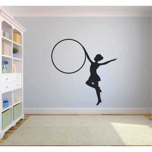 Gymnastics Wall Decal Sport Gymnast Hoop Silhouette Art Interior Decor for Girls Bedroom Dance Room Vinyl Window Stickers Q353