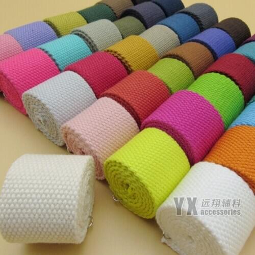New 1.5" High Quality 38mm Width 2mm Thickness Cotton knitting Webbing 6 Meters DIY Bags Belts Buckles Craft Straps Accessories