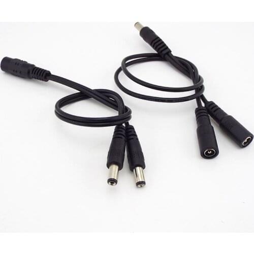 1 Female To 2 Male and 1 Male To 2 Female Plug Jack Splitter Connector Supply DC Power Cable For CCTV Camera LED Strip