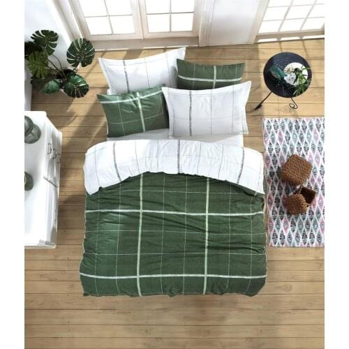 Duvet Cover Set Double %100 Cotton 200x220 Queen Size Made in Turkey 4 Piece Stylish Design Comfortable Use European Style