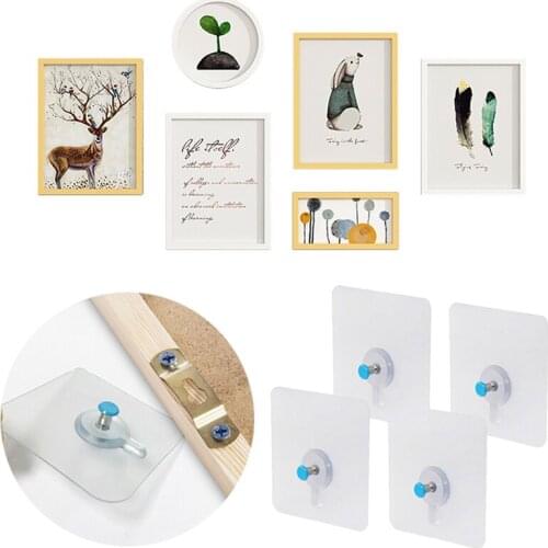 4Pcs Decorative Photo Frame Hanging Hook Wall Strong Suction Cup Sticking Hooks Home Holder Tool Decoration