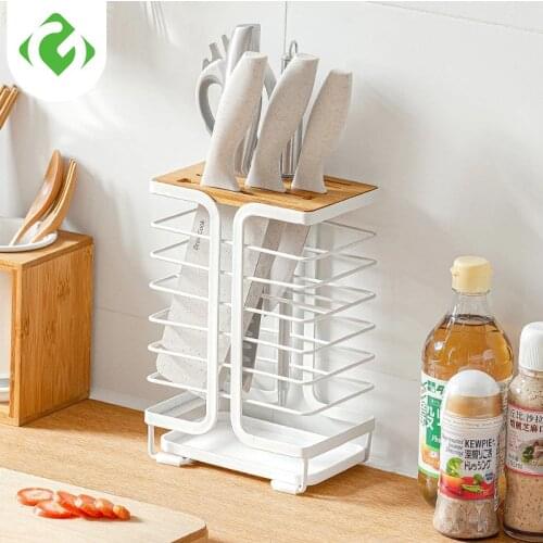 Kitchen iron with tray drain knife rack multifunctional countertop storage and sorting knife racks kitchen accessories storage