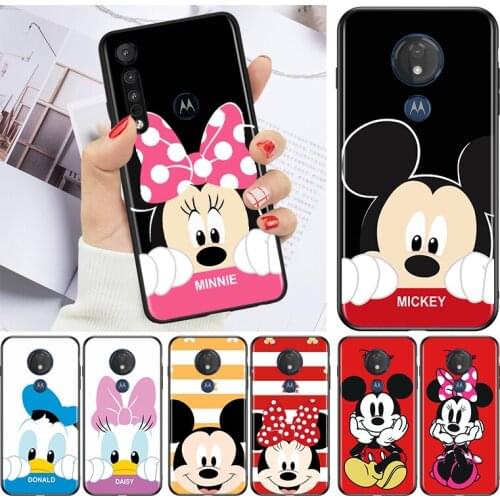 Cute couple Disney Mickey for Motorola G9 G8 G E7 E6 One Play Marco Hyper Fusion Stylus Power Edge Plus Black Phone Case