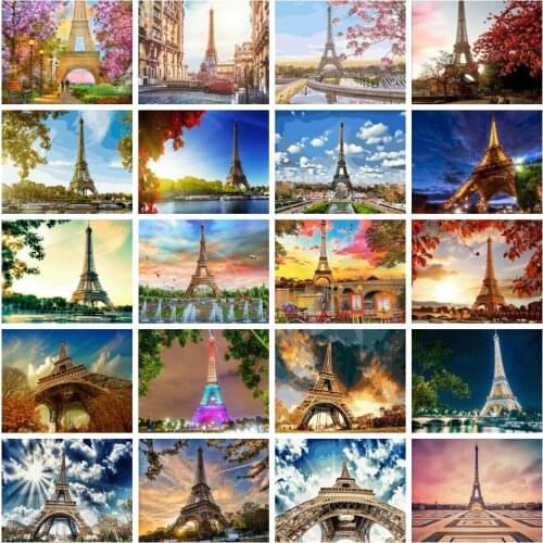 AZQSD Tower Painting By Numbers Landscape Picture By Numbers Oil Painting Hand Paint Kit On Canvas Diy Framed Modern Home Decor