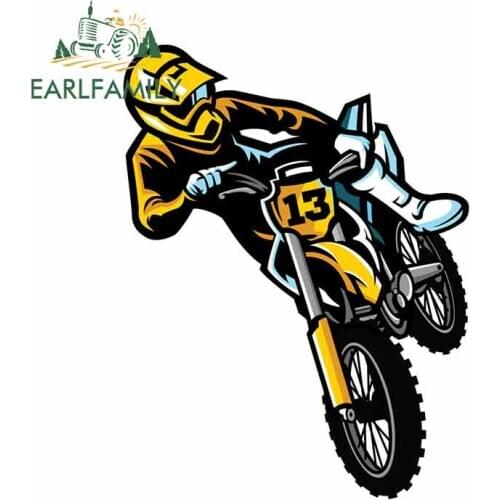 EARLFAMILY 13cm x 9.9cm for Motocross Rider In Act Funny Car Stickers Vinyl Graffiti Occlusion Scratch Custom Printing Decals