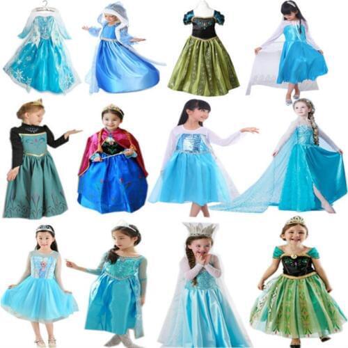 New Girl Princess Dresses Sleeping Beauty Jasmine Rapunzel Belle Ariel Costume Elsa Anna Sofia Children dress Clothes