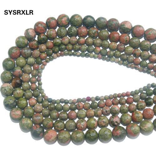 Wholesale Faceted Natural Stone Unakite Loose Beads For Jewelry Making DIY Bracelet Necklace Material 4/6/8/10/12 MM Strand 15
