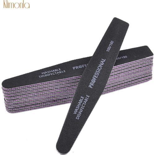 50pcs/lot Black Nail File 100/180 Sandpaper Nail Polish Files Sanding Buffers Professional Manicure Tools For Finger