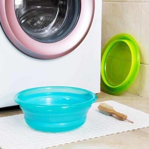 Portable Folding Wash Basin Creative Travel Camping Fruit Basin Collapsible Silicone Washtub Baby Washbasin Bathroom Accessories