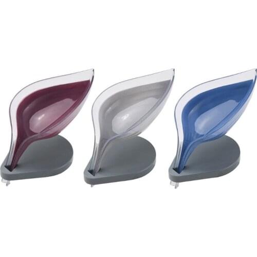 Leaf Shape Suction Drain Soap Box Sucker Dish Anti Slip Draining Rack Tray Holder Bathroom Gadgets K0AB