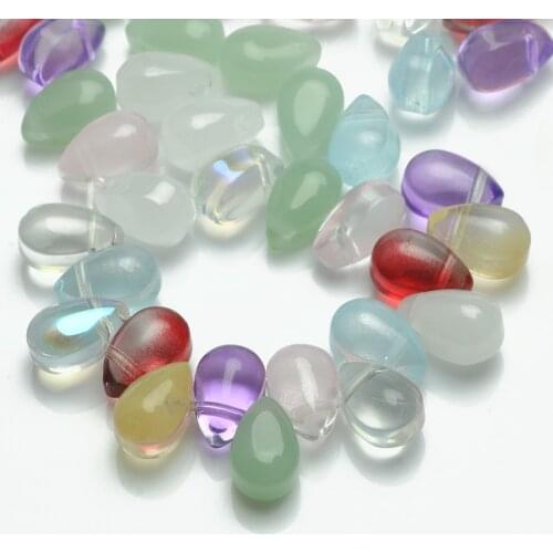 Transparent Purple Red Glass Beads Loose Water Drop Beads for Jewelry Making DIY Earrings Accessories Glaze Beads 20/40/100 pcs