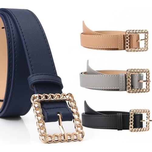 2021 New Designer Womens Hollow Out Square Buckle Belt Female Adjustable Black White Brown Leather Waist Belts For Women