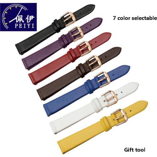 PEIYI Watchbands Small size leather strap 6mm 8mm 10mm Color Soft Replacement Leather Braceelt Female Wristbands