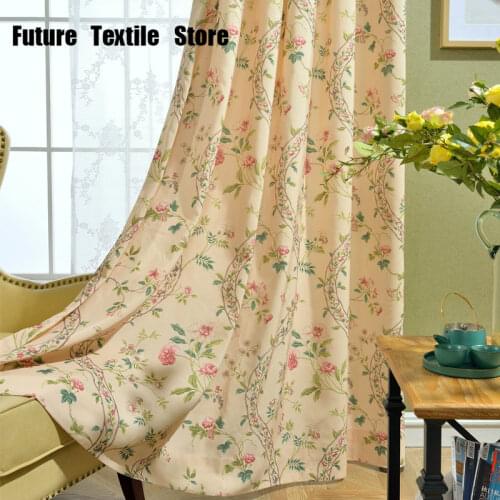 Curtain Fabric Modern Pastoral American Country Style Polyester-cotton Printed Curtain Curtains for Living Dining Room Bedroom