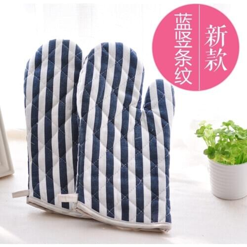 Cotton and linen thickened baking insulation gloves anti-scalding oven cute microwave oven high temperature resistant 2 packs