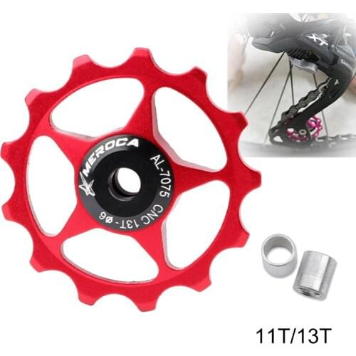 Bicycle Rear Derailleur Guide Wheel 11T 13T Aluminum Alloy CNC Palin Bearing Mountain Bike Rear Shift Guide Wheel Accessories