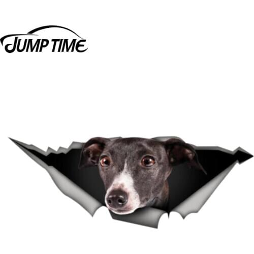 Jump Time 13cm x 4.8cm Greyhound car decal 3D Pet Graphic Vinyl Decal Car Window Laptop Bumper Animal Car Stickers