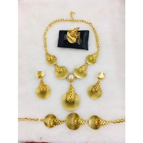 Yulaili Trendy Metal Geometry Necklace Earrings Bracelet Ring for Women Party Statement Jewelry Dress Accessories Female Bijoux