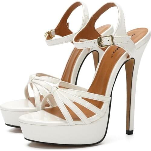 New Fashion Womens Sandals 2020 Summer Shoes For Women Red White 16cm Extreme High Heels Platform Lady Party Sandal us15 16 17