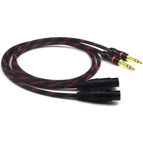 1 Pair Hi-Fi Dual 6.35mm to Dual XLR Female Audio Cable 4N OFC 6.5 TRS to 2 XLR Audio Wire