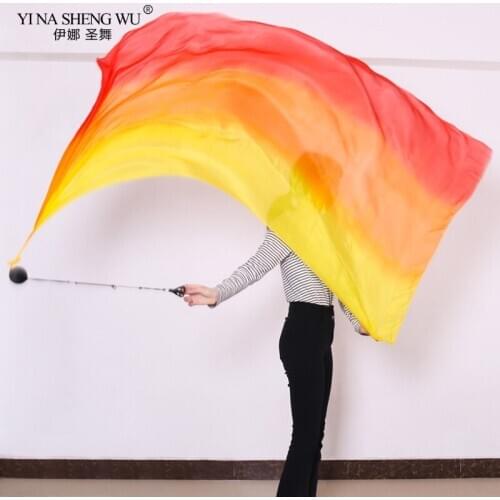 1pc Professional Dance Silk Veil Poi Throw Balls Streamer Dance Props 270x114cm Multicolor Belly Dance Silk Veil POI Chain Ball