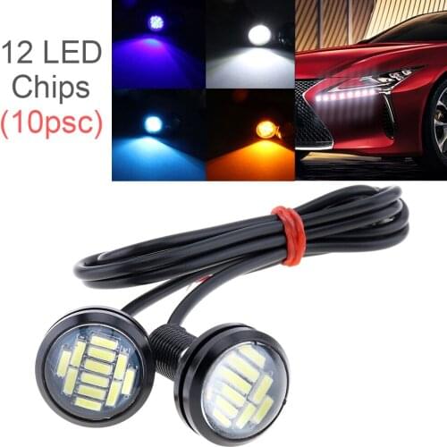 10Pcs 23mm Car Signal Lights Eagle Eye High Power 4014 12SMD 12V Car Fog DRL Bulb Reverse Backup Parking Signal