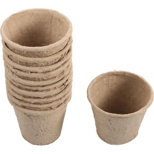 10 Pcs Biodegradable Paper Pulp Cultivation Cup Plant Seedling Nursery Peat Pots Garden Plating Germination Pots