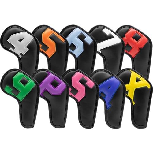 10 Pack Golf Iron Head Covers PU Golf Club Headcovers with Number Tag Protective Covers Set
