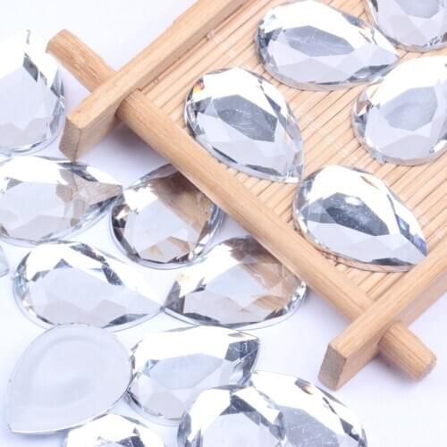 18x25mm 200pcs Flat Facets Acrylic Rhinestone Tear Shape Many Colors Choose DIY Nail Art Decorations Glue On Garments Crafts