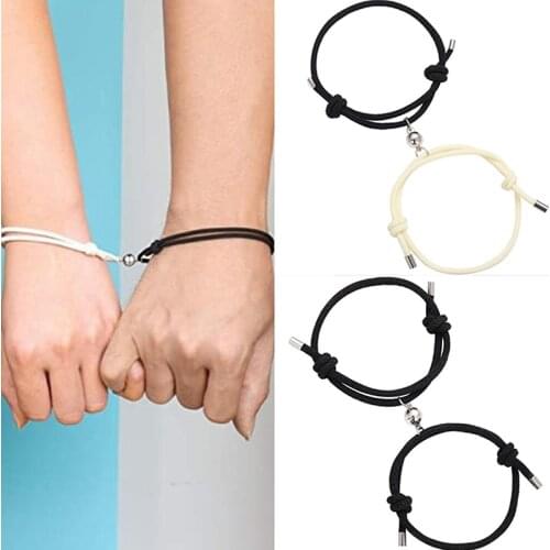 2pcs/set couple magnetic attraction ball Bracelet friendship rope men women gift