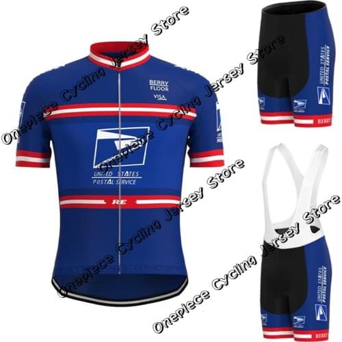 2021 United States Postal Service Cycling Jersey Set Short Sleeve Clothing Mens Road Bike Shirts Bicycle Bib Shorts MTB Maillot