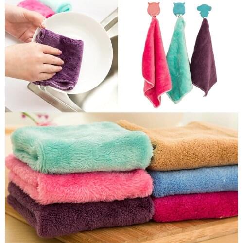 5PCS Microfiber Kitchen Towel Absorbent Dish Cloth Non-stick Oil Washing Kitchen Rag Household Tableware Cleaning Kitchen Tool