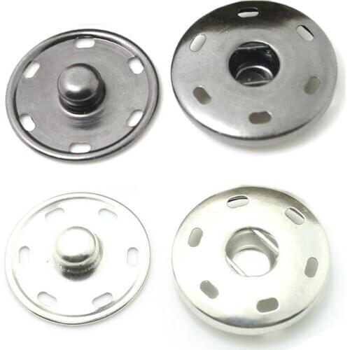 50Sets Metal Snaps Buttons Press Button Fasteners Black Silver Covered Button Female Buckle DIY Sew Clothing Accessories