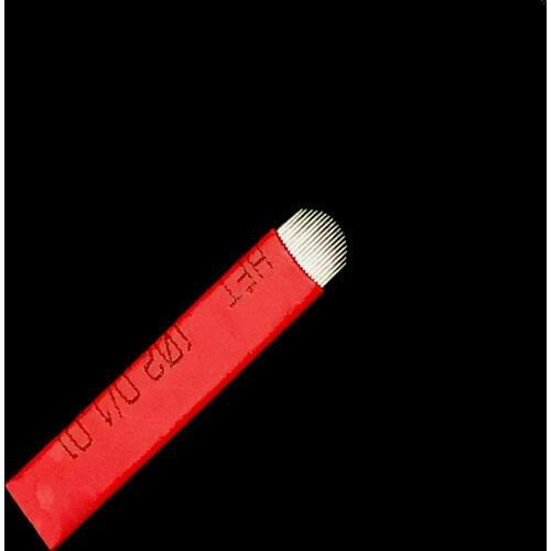 50pcs 0.18mm Red 18 U Shapes 18 Pins Permanent Makeup Manual Eyebrow Tattoo Micro Needles For 3D Embroidery Manual Tattoo Pen