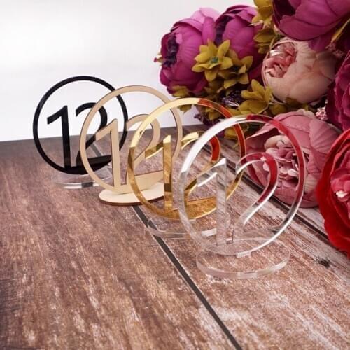 Acrylic / Wooden Round Shape Table Numbers with Rectangle Base For Restaurant Wedding Wedding Shower Party Desktop Decoration