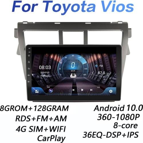 4GRAM+64GROM DSP 2 din Android 9.0 4G NET Car Radio Multimedia Video Player for Toyota VIOS Yaris 2007 2008 2009-2012 carplay