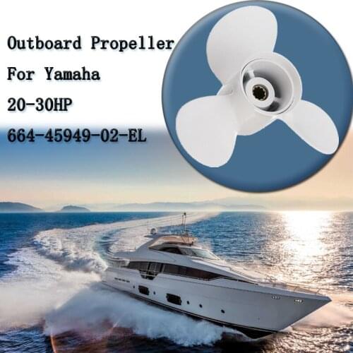Marine Boat White 3 Blades Outboard Propeller 9 7/8 x 13 Aluminum Alloy For Yamaha 20-30HP 664-45949-02-EL Right-hand Rotation