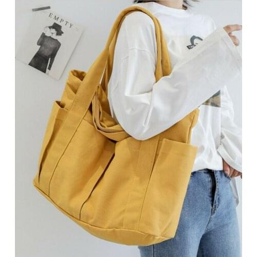 Women Oversize Canvas Handbag Shoulder Bag Fabric Tote Big Jumbo Diaper Bagskorean Casual Large-Capacity Shopping Bag