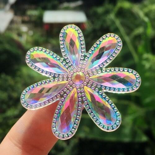 12pcs 46mm Big Flowers Rhinestones Appliques Flatback Acrylic Stones Strass Crystals For DIY Crafts wedding decoration HZ10*3