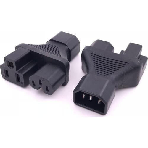 C14-5-15R+C13 AC Power Adapter IEC320 C14 To Nema US 5-15R C13 Y Spliter Wire Connector Converter Socket Conversion Plug