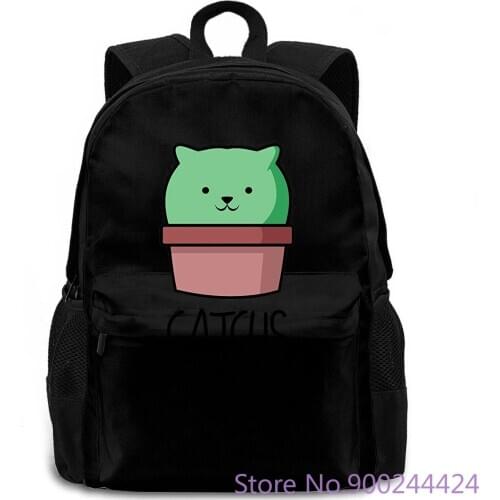 Catcu Cactus KittenPun for Kitten Lovers! Exercise Organic Harajuku Design Novelty women men backpack laptop travel school
