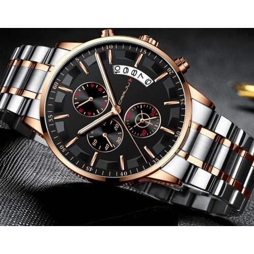 New CRRJU Men Watch Business Full Steel Quartz Top Brand Luxury Casual Waterproof Sports Male Wristwatch Relogio Masculino