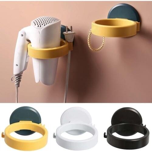 Hair Dryer Holder Rack Toilet Wall Mounted Shelf With Strong Back Glue For Bathroom No Drilling Wire Hanger Strong Adhesive