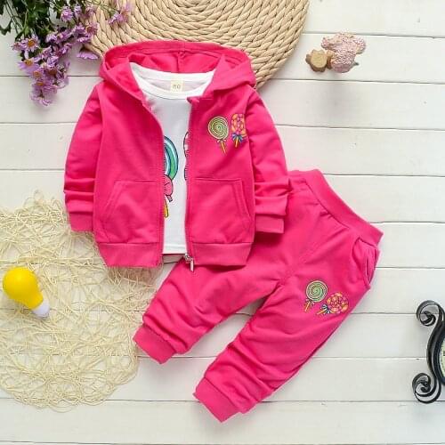 Children outfits 3pcs tracksuits Girls clothes sets spring kids fashion Hoodie +t-shirt+Pants for baby girls sports suits