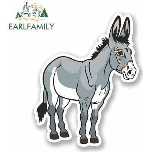 EARLFAMILY 13cm x 13cm Cartoon Donkey Car Stickers Accessories Vinyl JDM Bumper Trunk Truck Graphics Fine Decal