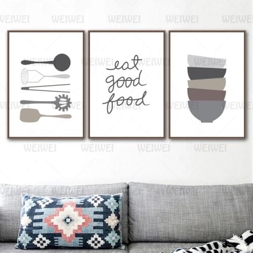 Eat Good Food Posters and Prints Kitchenware Art Painting for Dining Room Modular Wall Pictures Scandinavian Kitchen Decor