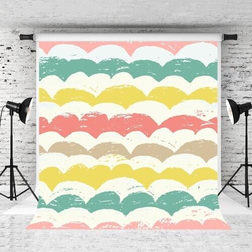 VinylBDS Children Backdrop Cartoon Images Colorful Horizontal Wavy Stripes Photography Background For Children YY00364