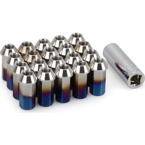 20PCS Stainless Steel lug nut 45MM Tapered conical seat M12*1.5 Racing Car Modification lug nuts HEX17MM